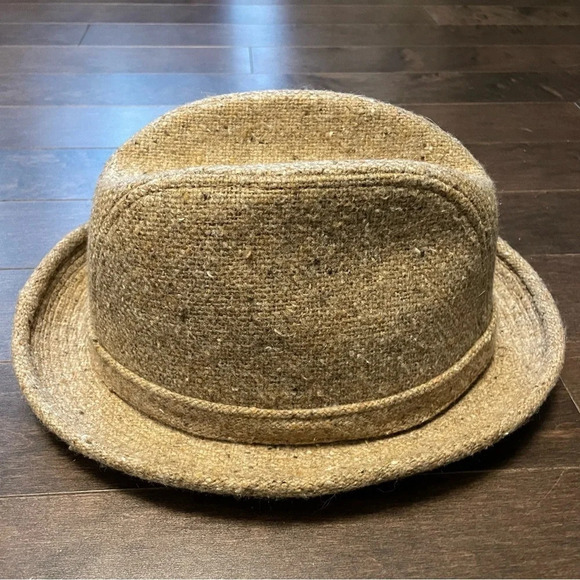 Fedora Hat Vintage 1970s Wool Blend Tweed with Feather by Lanning Men’s Large. - Picture 4 of 12